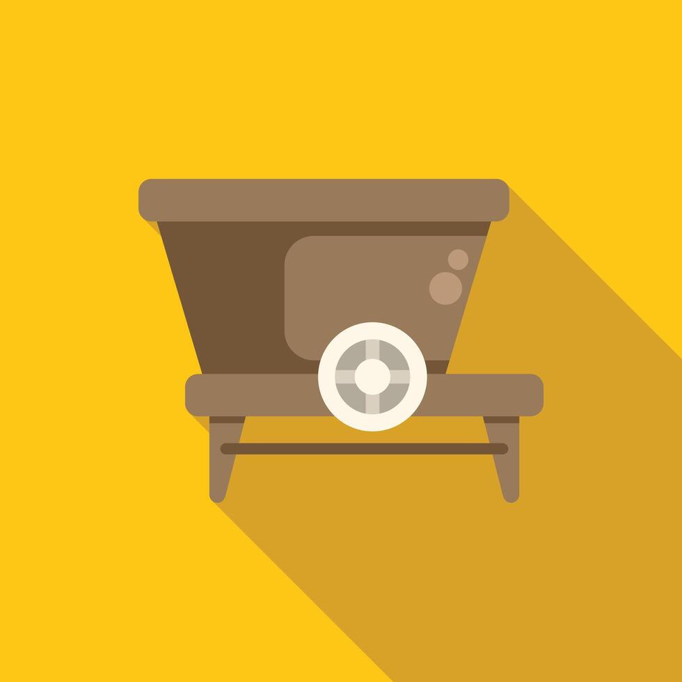 Old fashioned coffee grinder standing on wooden table with long shadow vector