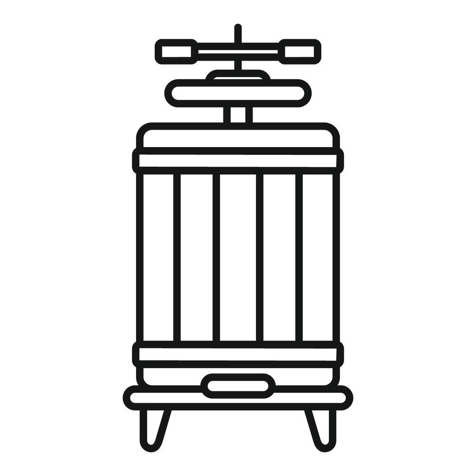 Traditional fruit press machine pressing winemaking process icon vector