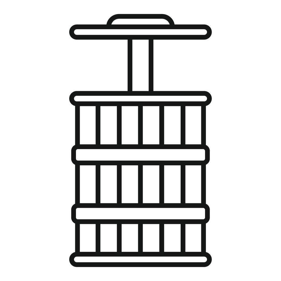 Traditional wooden wine press extracting juice for winemaking process vector