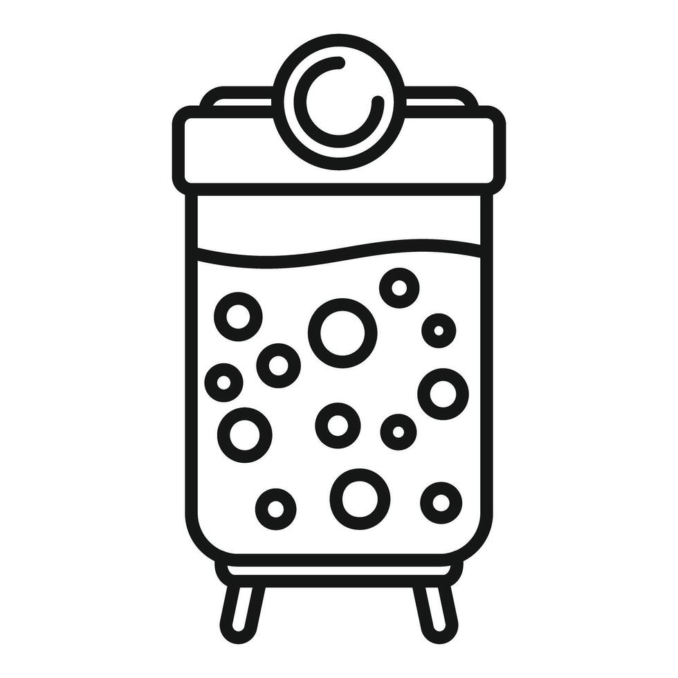 Laboratory glassware filled with bubbling solution on tripod support vector
