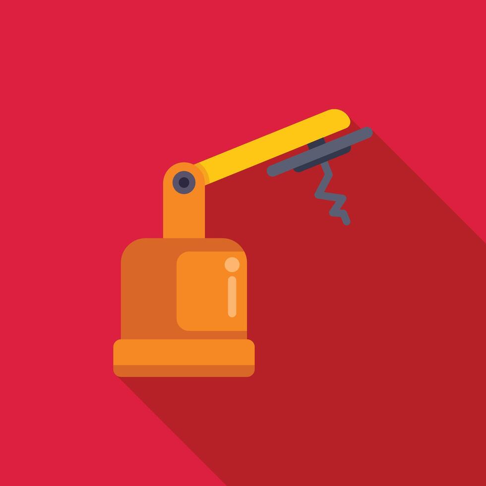 Robotic arm picking up object with long shadow flat design vector