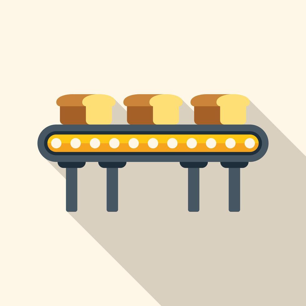 Conveyor belt moving freshly baked bread in bakery factory vector