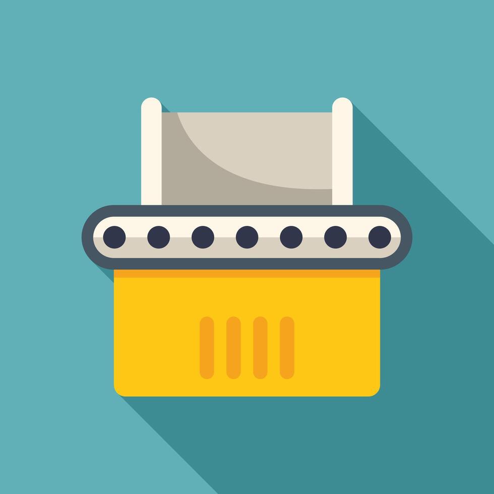 Conveyor belt moving product in factory flat design icon vector