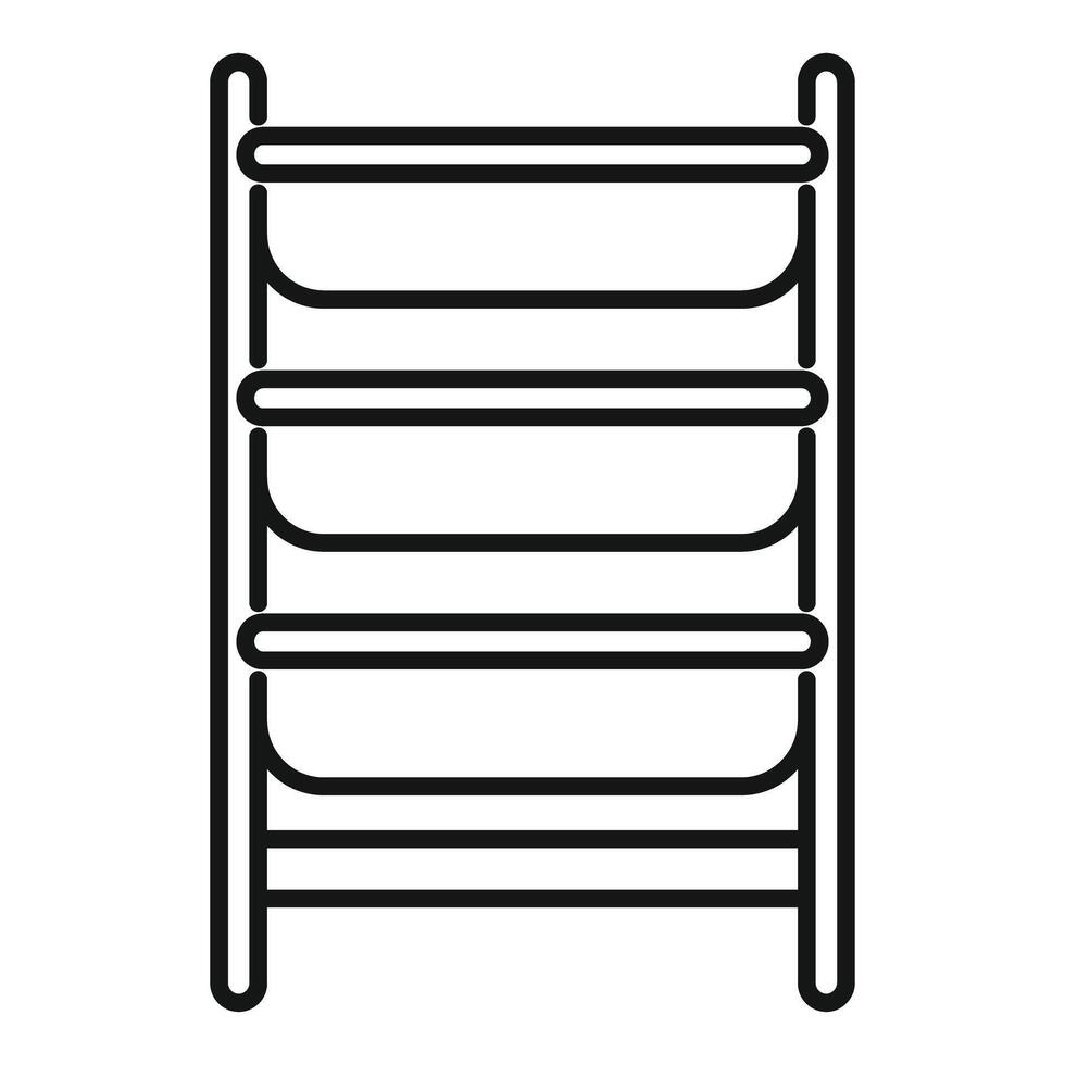 Simple vector icon of a shelving unit with four tiers