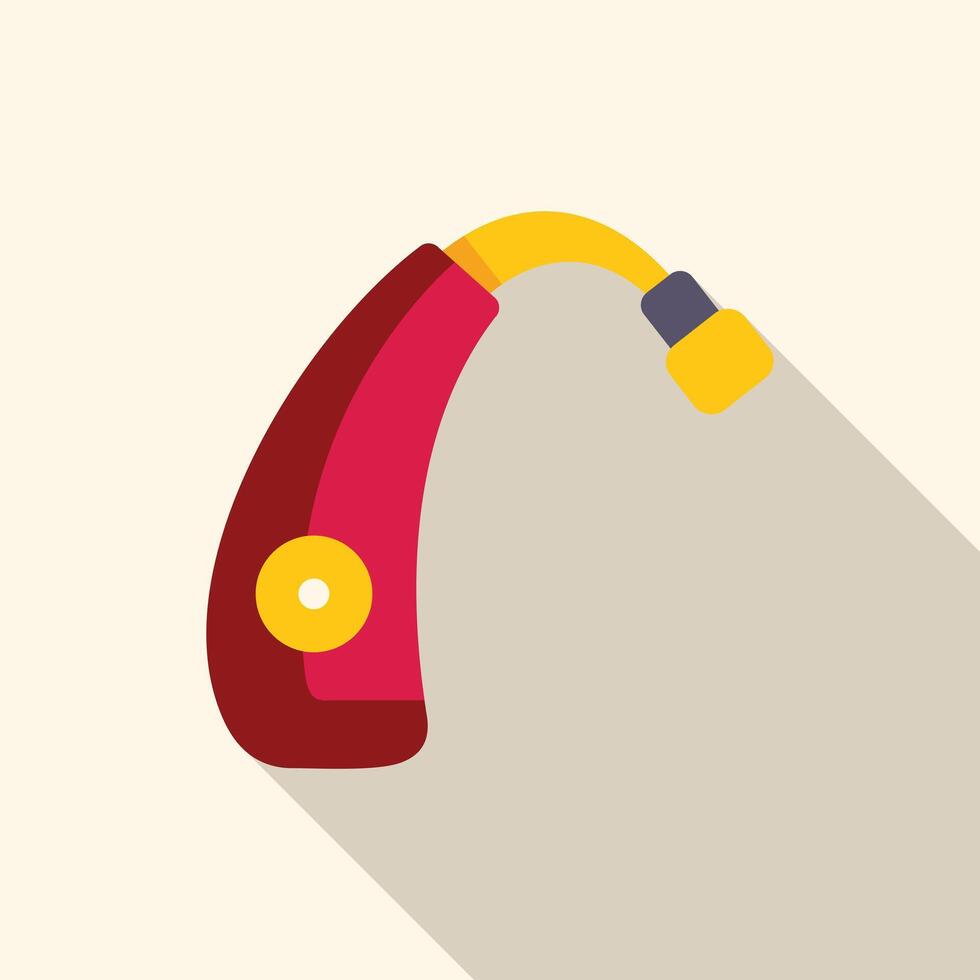 Red hearing aid device improving hearing icon vector