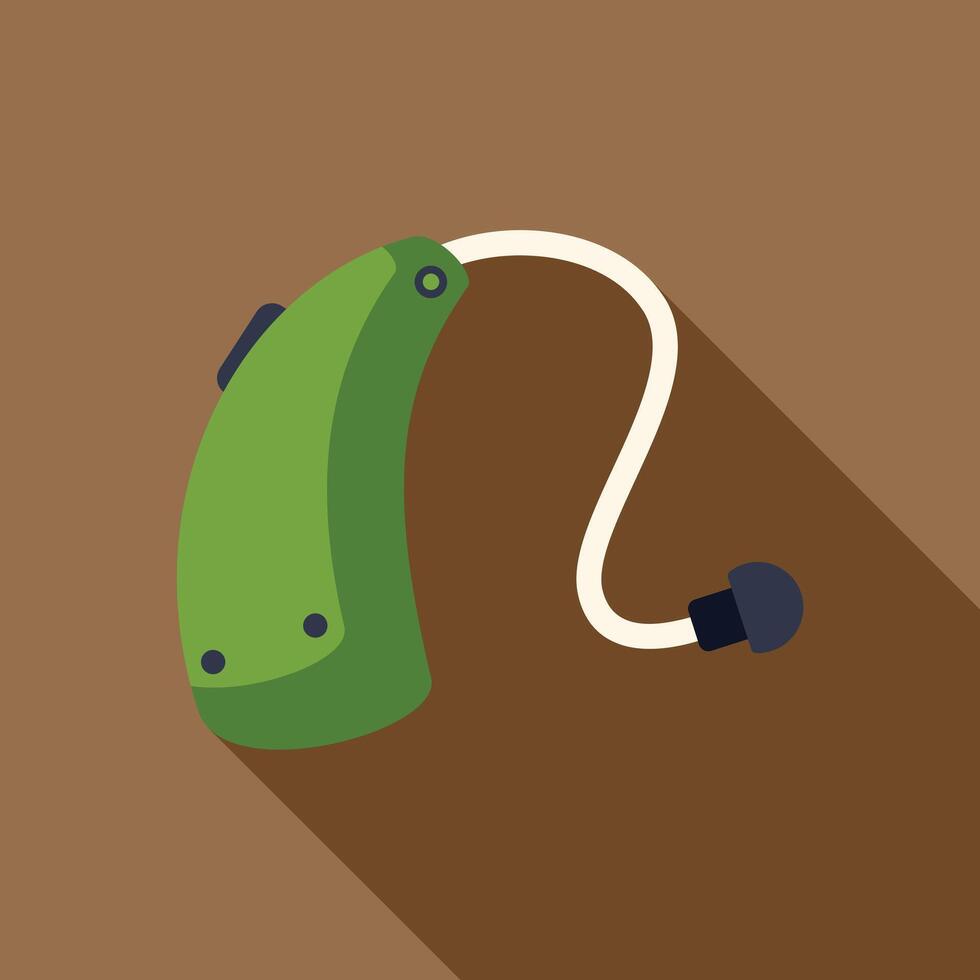 Green hearing aid device improving hearing loss vector
