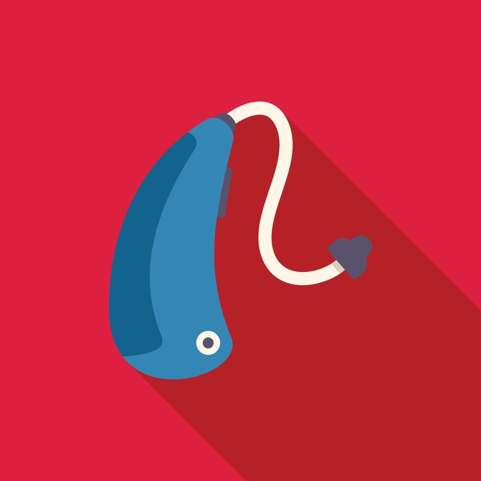 Blue hearing aid improving hearing loss problems vector