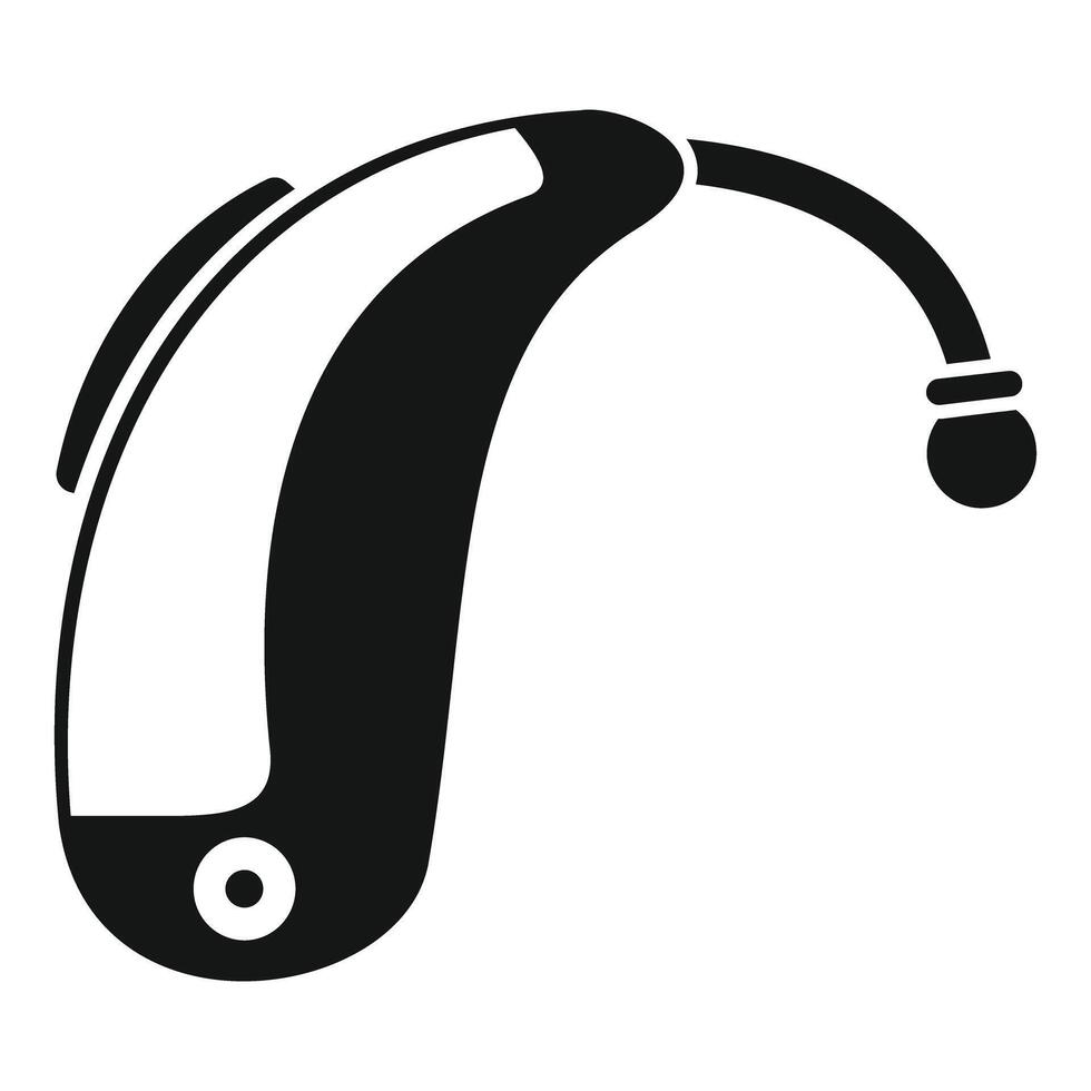 Modern hearing aid device improving hearing loss icon vector