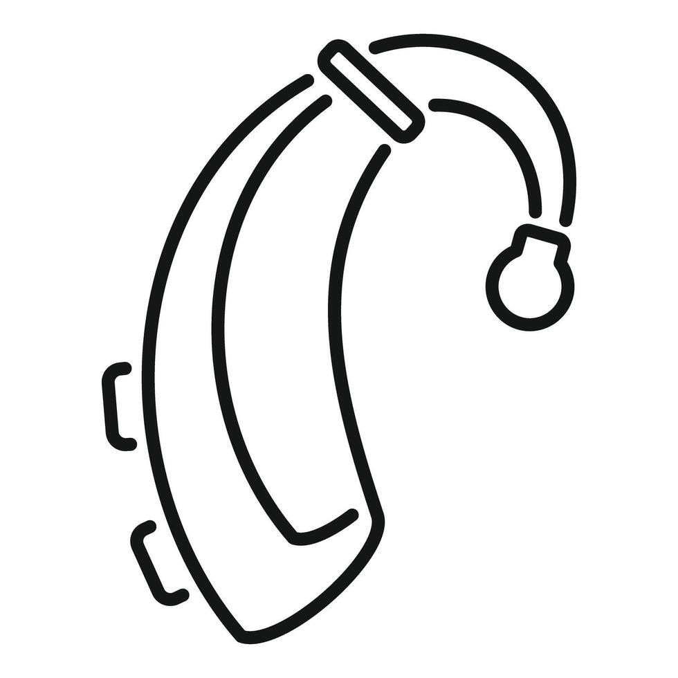 Modern hearing aid device improving hearing icon vector