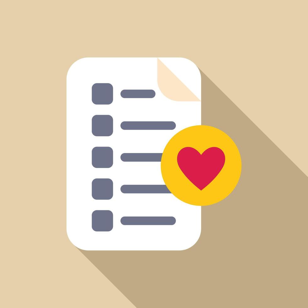 Wish list with heart icon representing love and favorite things vector