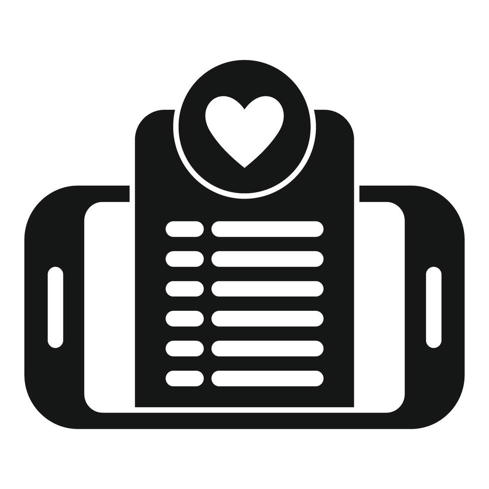 Smartphone showing online wish list with heart icon vector