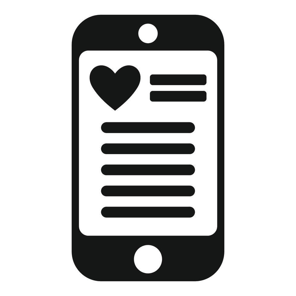 Smartphone showing online dating app interface with heart icon vector