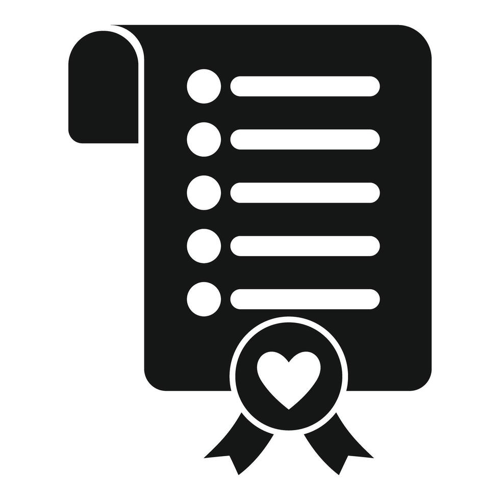 Black and white icon of a wish list with a heart vector
