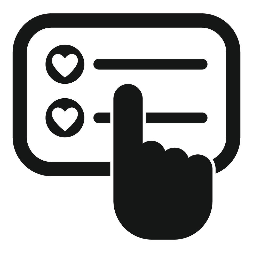 Hand selecting heart icon representing online dating app vector