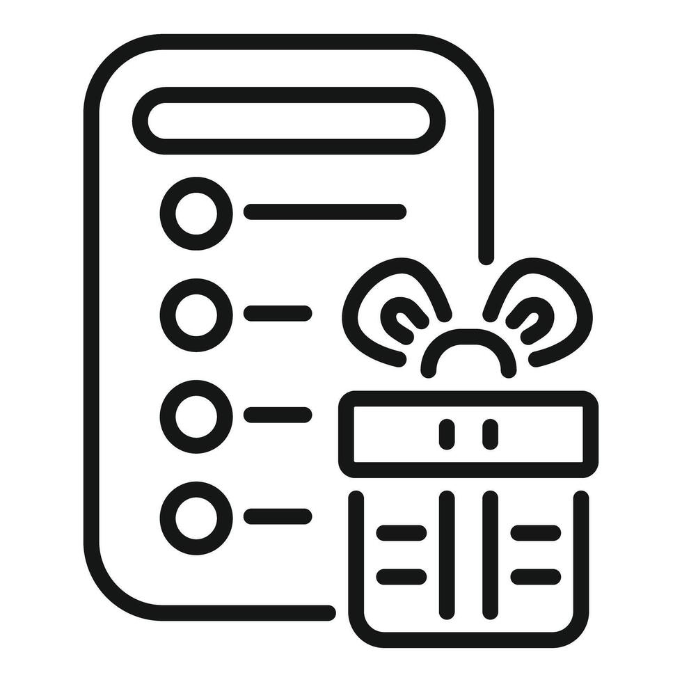 Wish list with gift box representing online shopping for presents vector