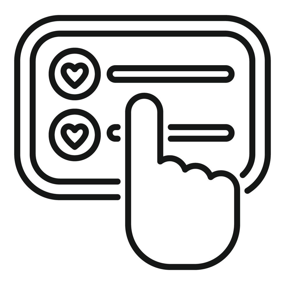 Hand choosing heart icon on smartphone screen vector