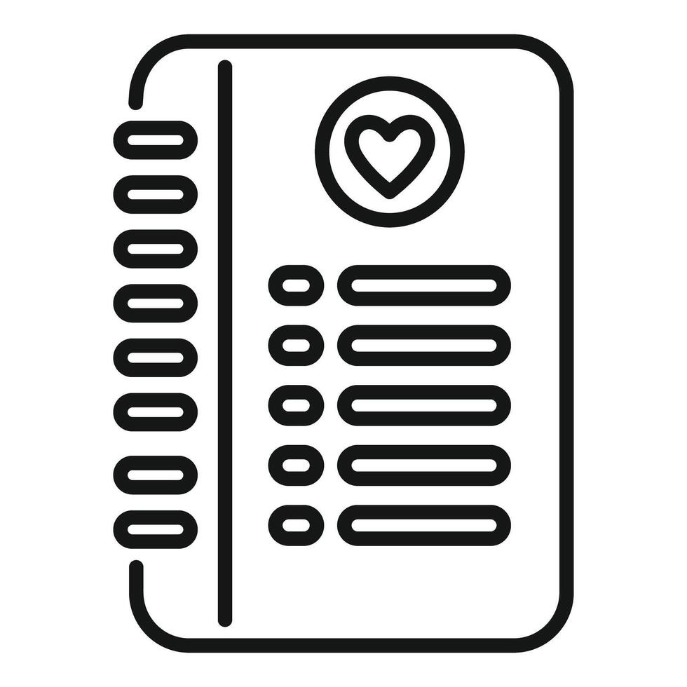 Notebook representing goals for achieving love and romance vector
