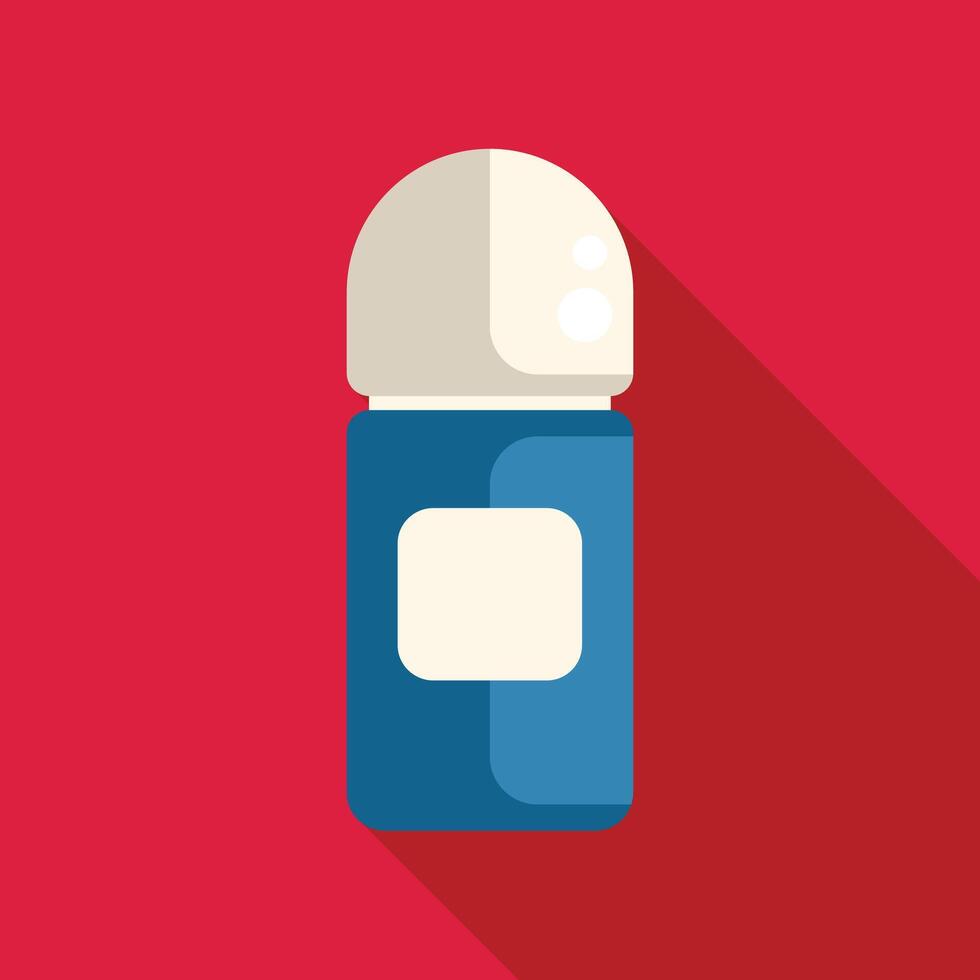 Blue deodorant bottle with white label on red background vector