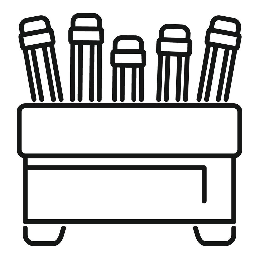 Mechanical pencils standing in a pencil holder are ready for drafting vector