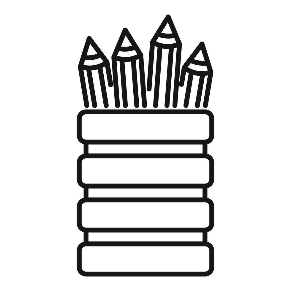 Pencils standing in a pencil holder being organized for creative work vector
