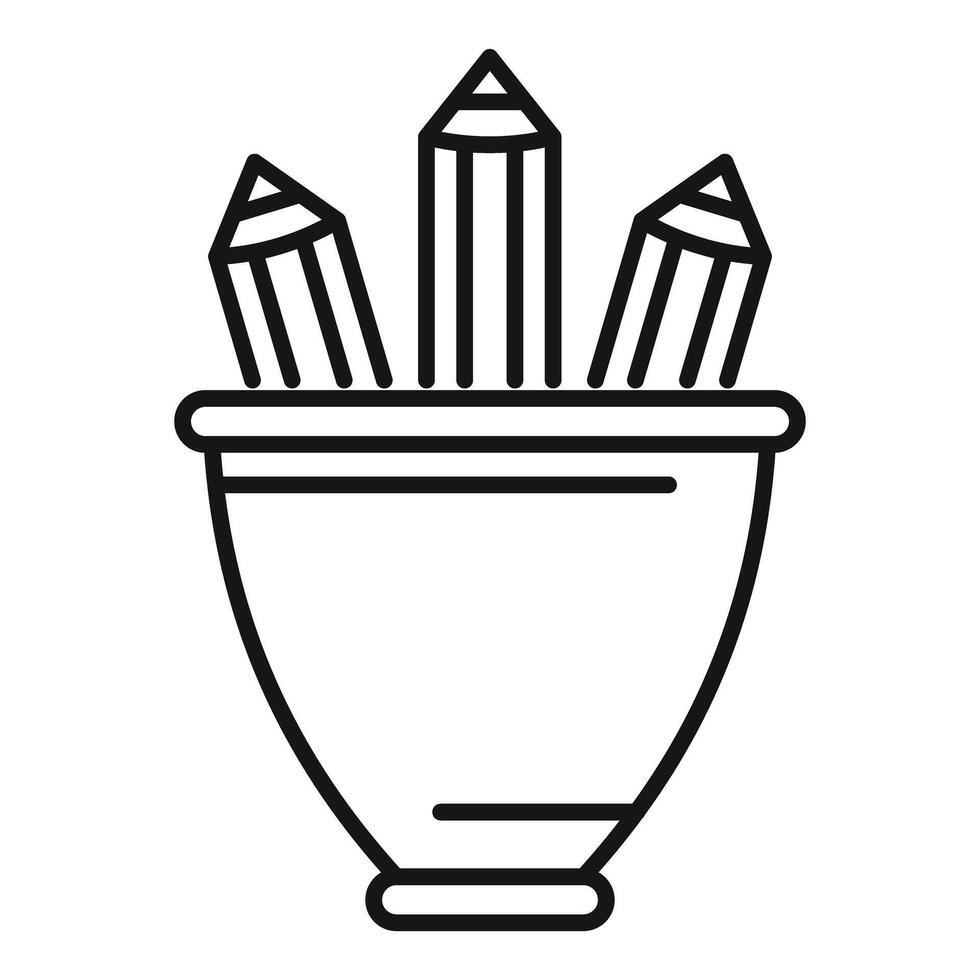 Pencils standing in a pencil holder being organized for work vector