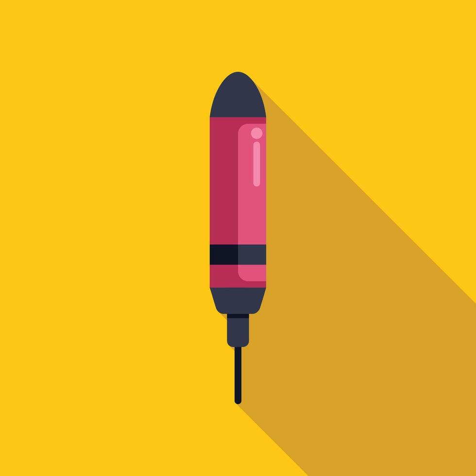 Felt tip pen casting long shadow on yellow background vector
