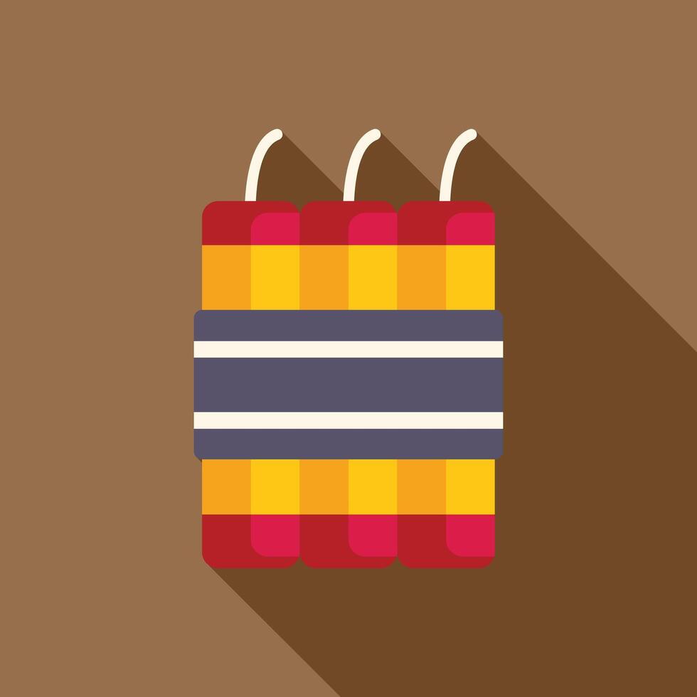 Bunch of dynamite sticks standing on brown background vector