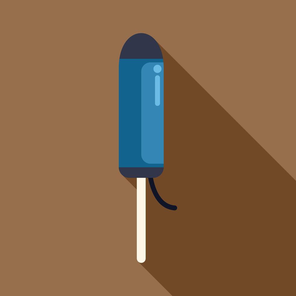Blue modern electronic cigarette device with long shadow icon vector
