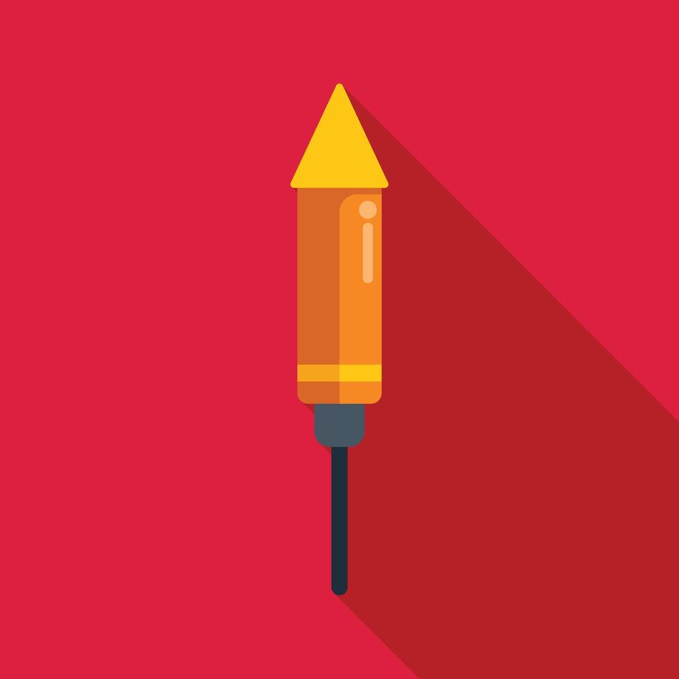 Firework rocket standing on red background with shadow vector