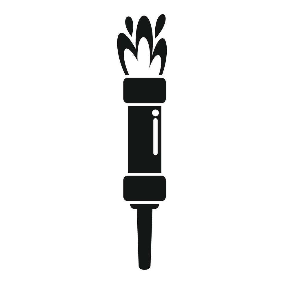 Burning torch making light for signalization at night vector