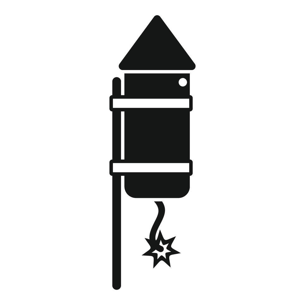 Firework rocket with burning wick is ready to launch vector