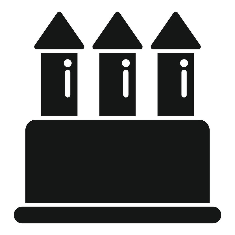 Medieval castle with three towers standing on wall icon vector