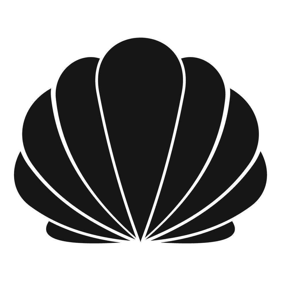 Black scallop seashell icon representing seafood and marine life vector