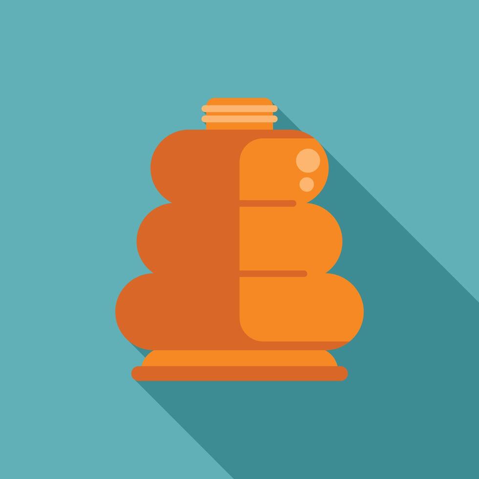 Orange plastic water bottle standing on blue background vector