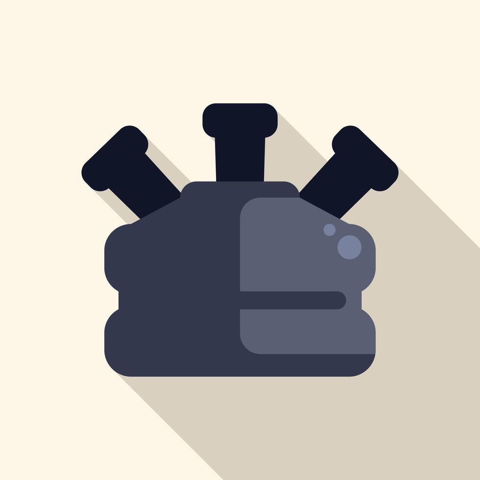 Chemical experiment with erlenmeyer flask and three tubes connected vector
