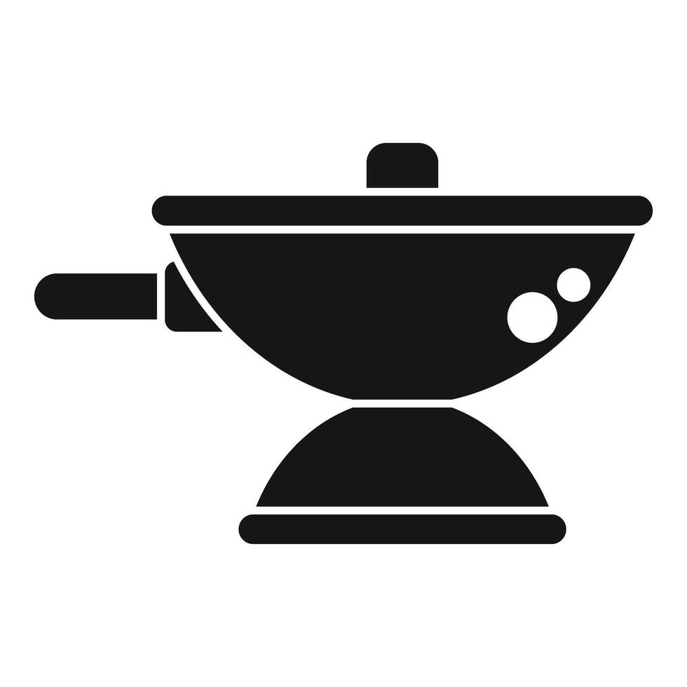 Boiling water in covered saucepan standing on a stove cooking food icon vector