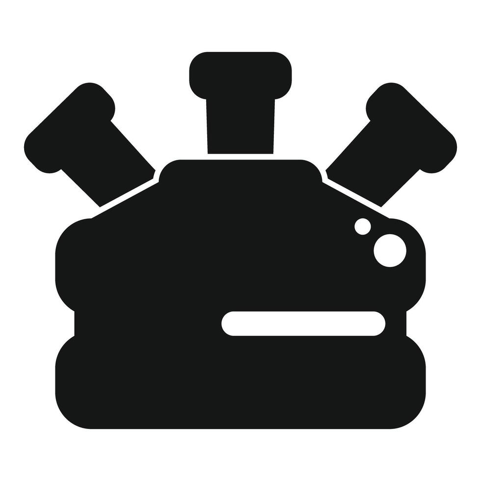 Chemical flask with bubbling liquid being heated by bunsen burner vector