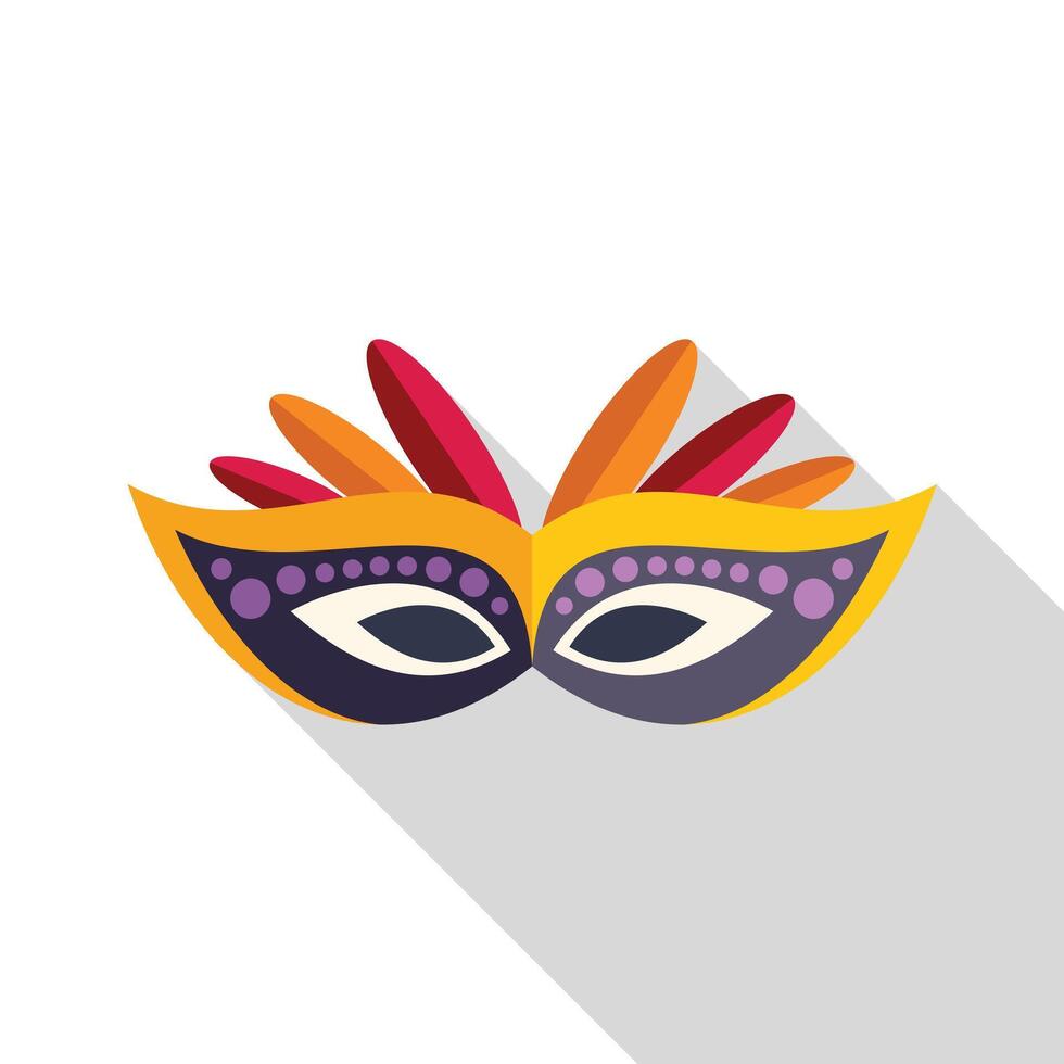 Carnival mask with feathers is lying with a long shadow vector