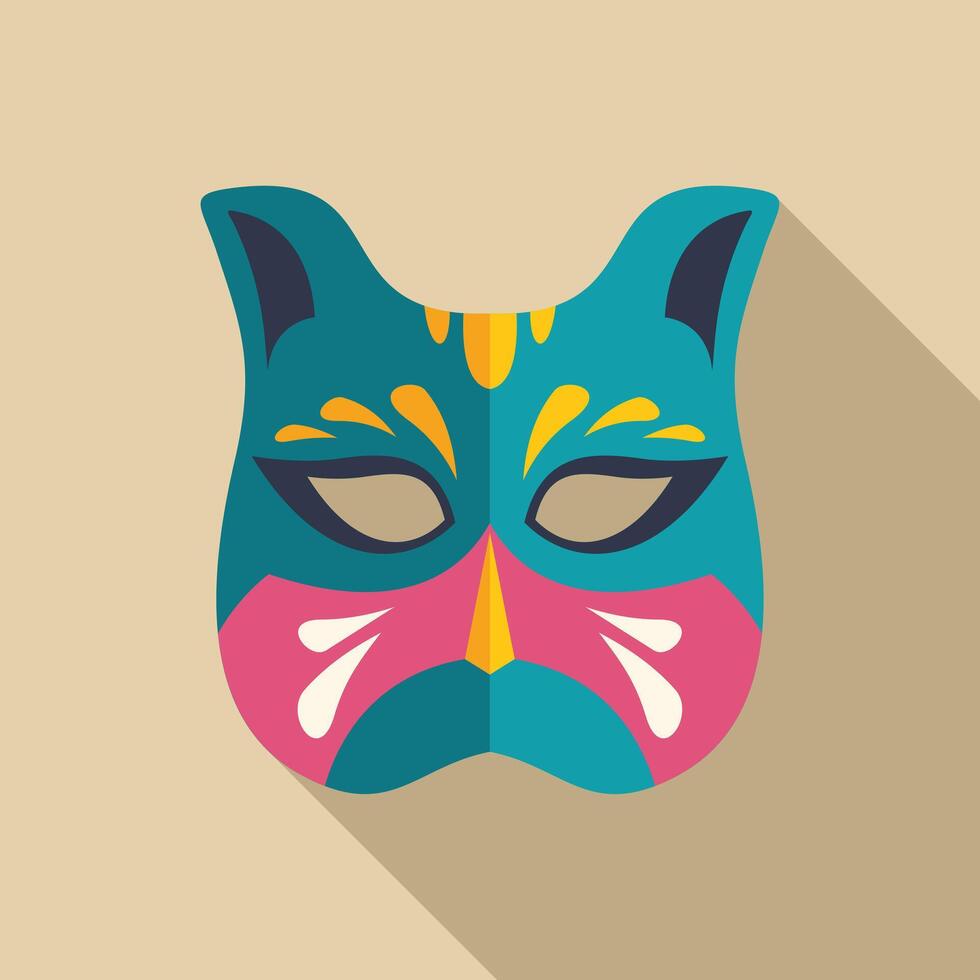 Blue and pink cat mask with long shadow vector
