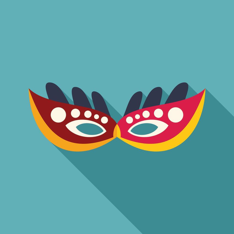 Colorful carnival mask with feathers is lying on blue background vector