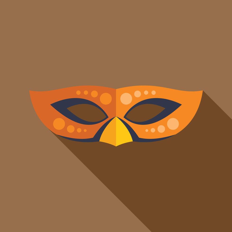 Orange carnival mask is lying on a surface with a long shadow vector