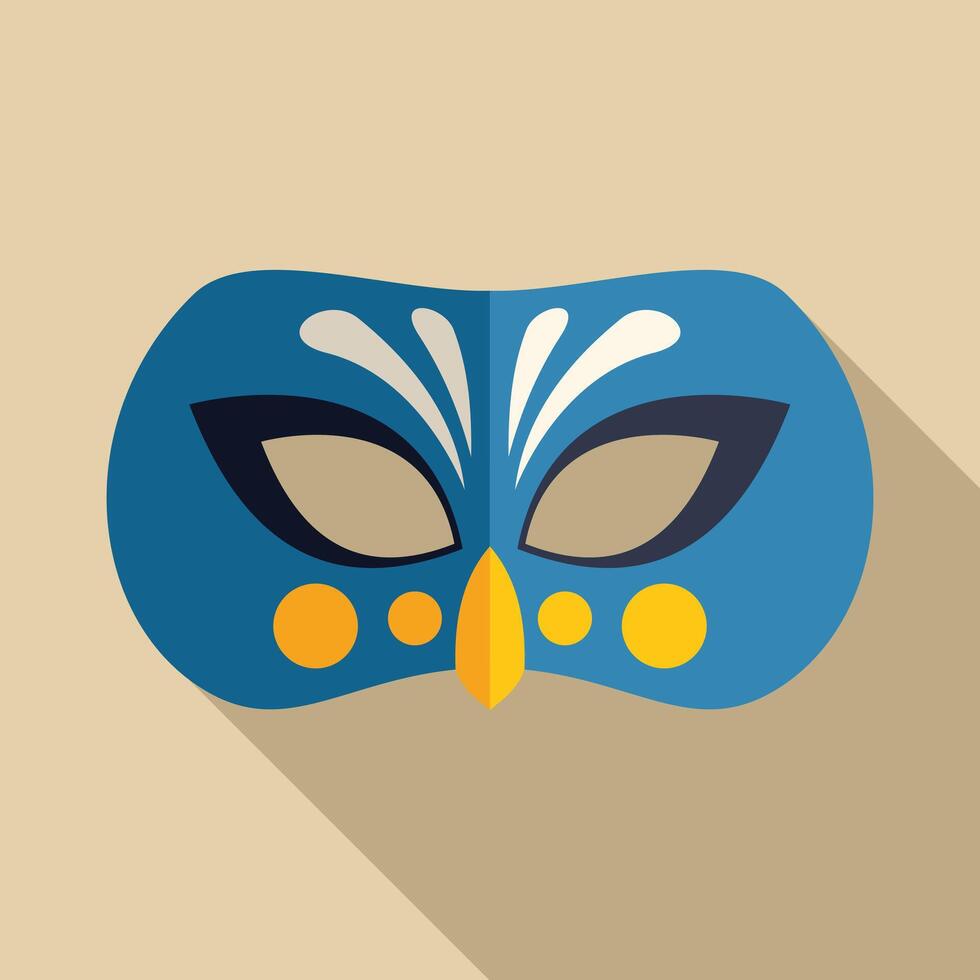 Blue carnival mask with feathers is casting a shadow vector