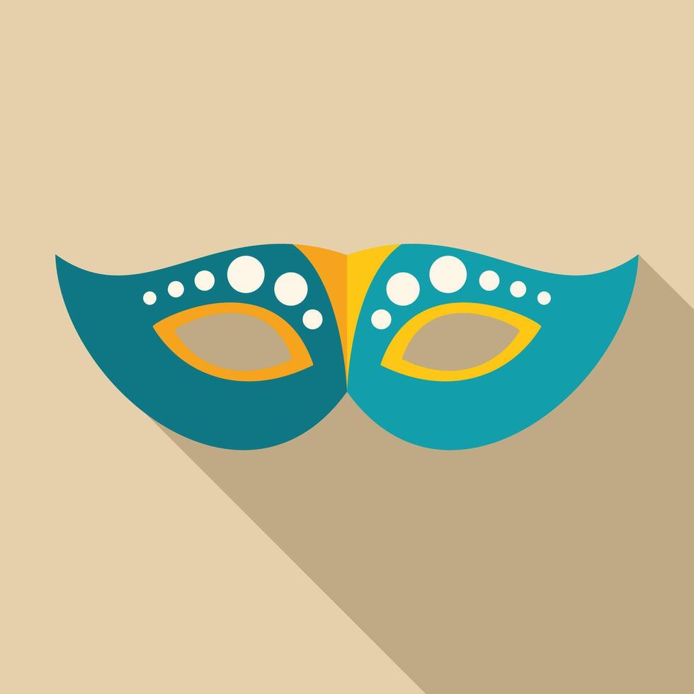 Blue and yellow carnival mask with decorations and long shadow vector