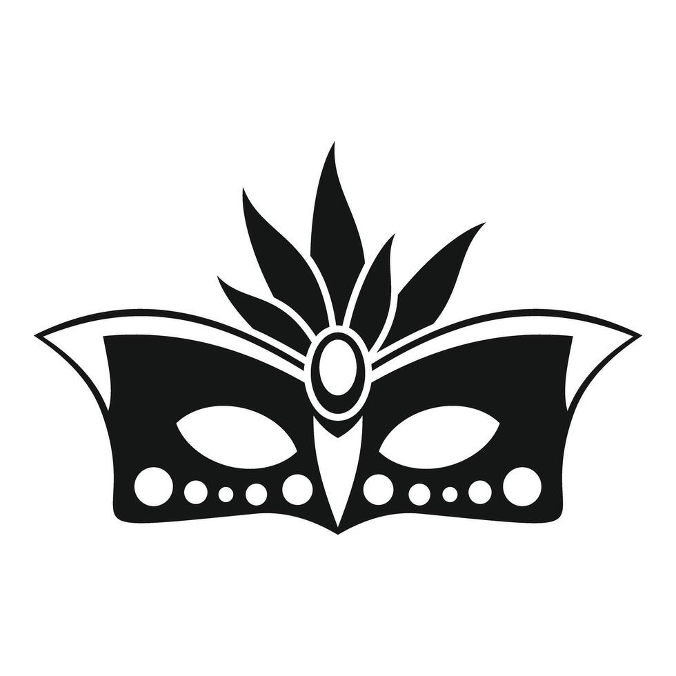 Black mardi gras mask with feathers and gemstones is smiling vector