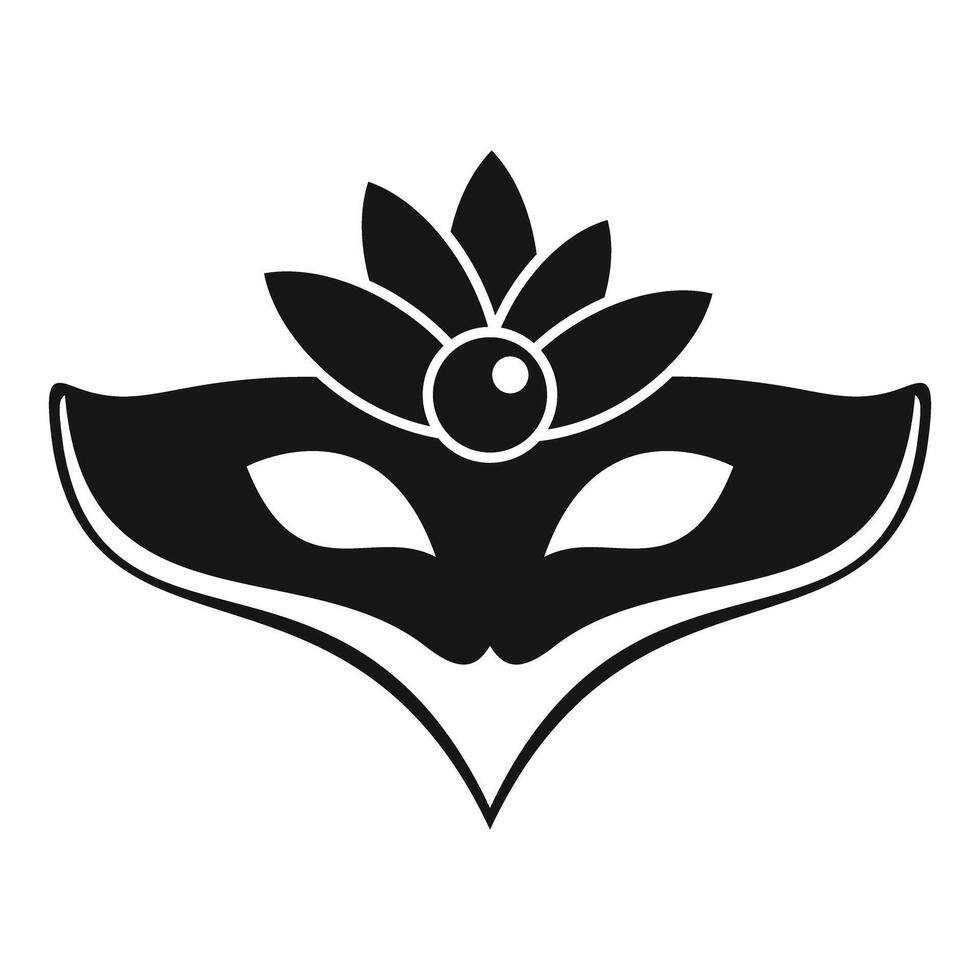 Black and white carnival mask with floral decoration icon vector