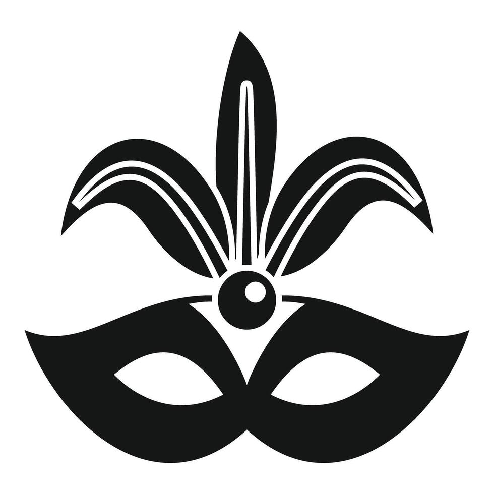 Black mardi gras mask with feathers and gem decoration vector
