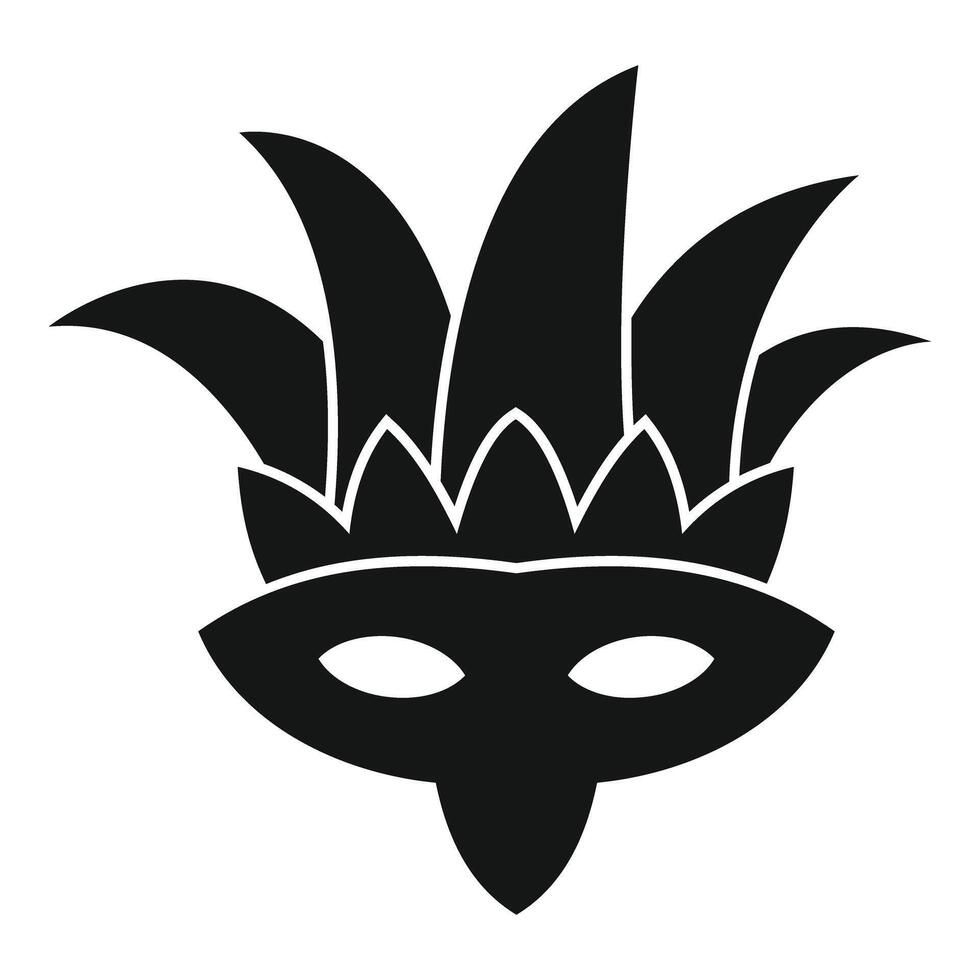 Black carnival mask with feathers icon simple style vector