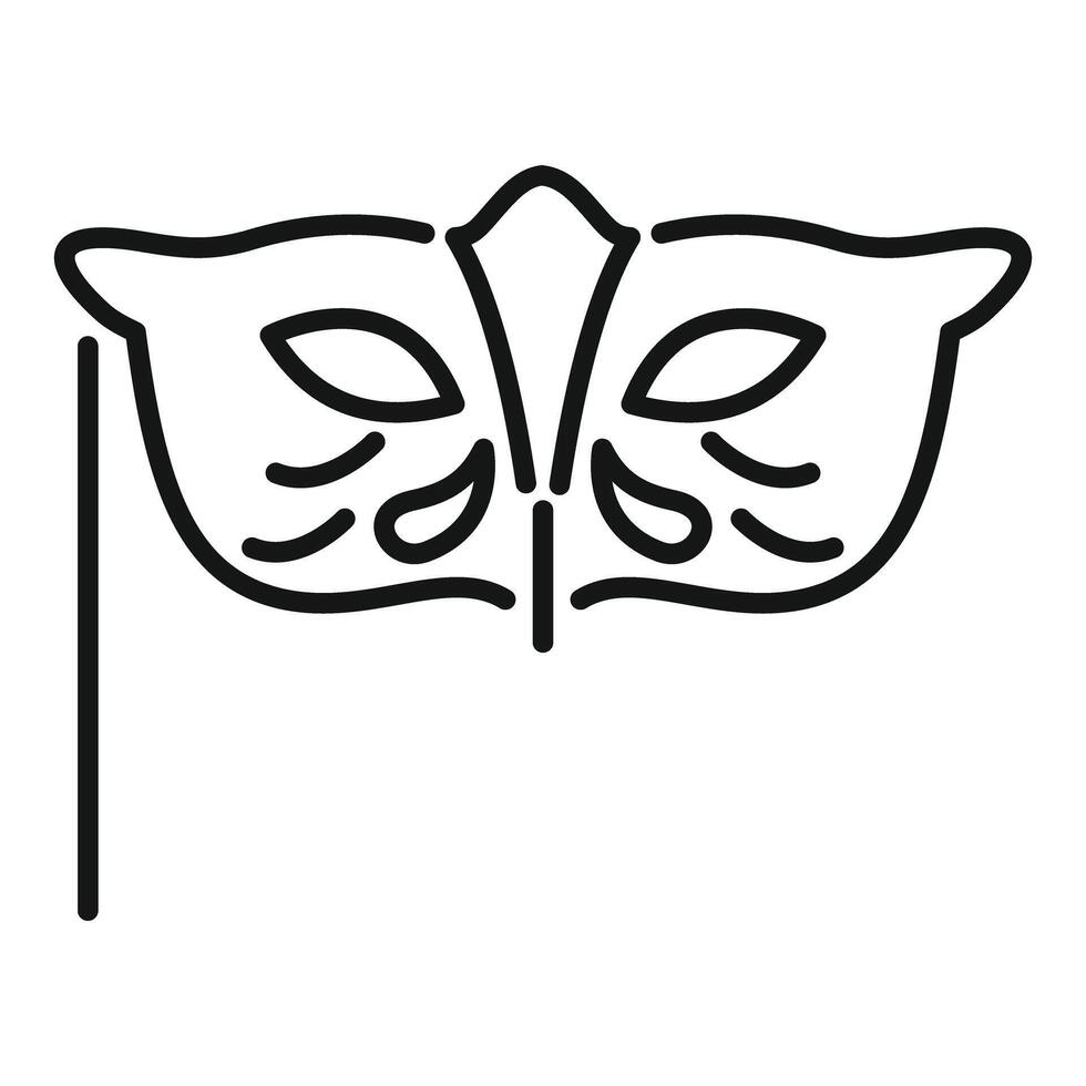 Venetian carnival mask with stick line icon showing celebration vector