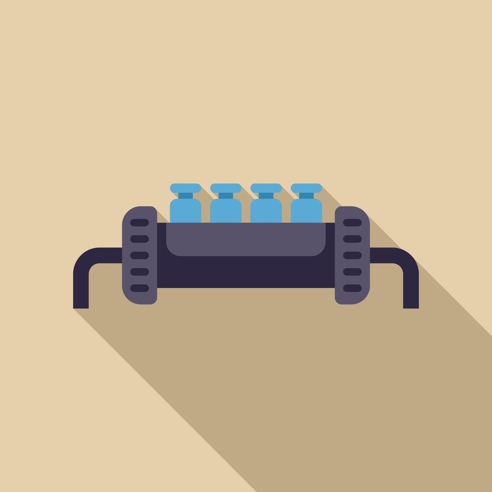 Water treatment system purifying water with filters in flat design vector