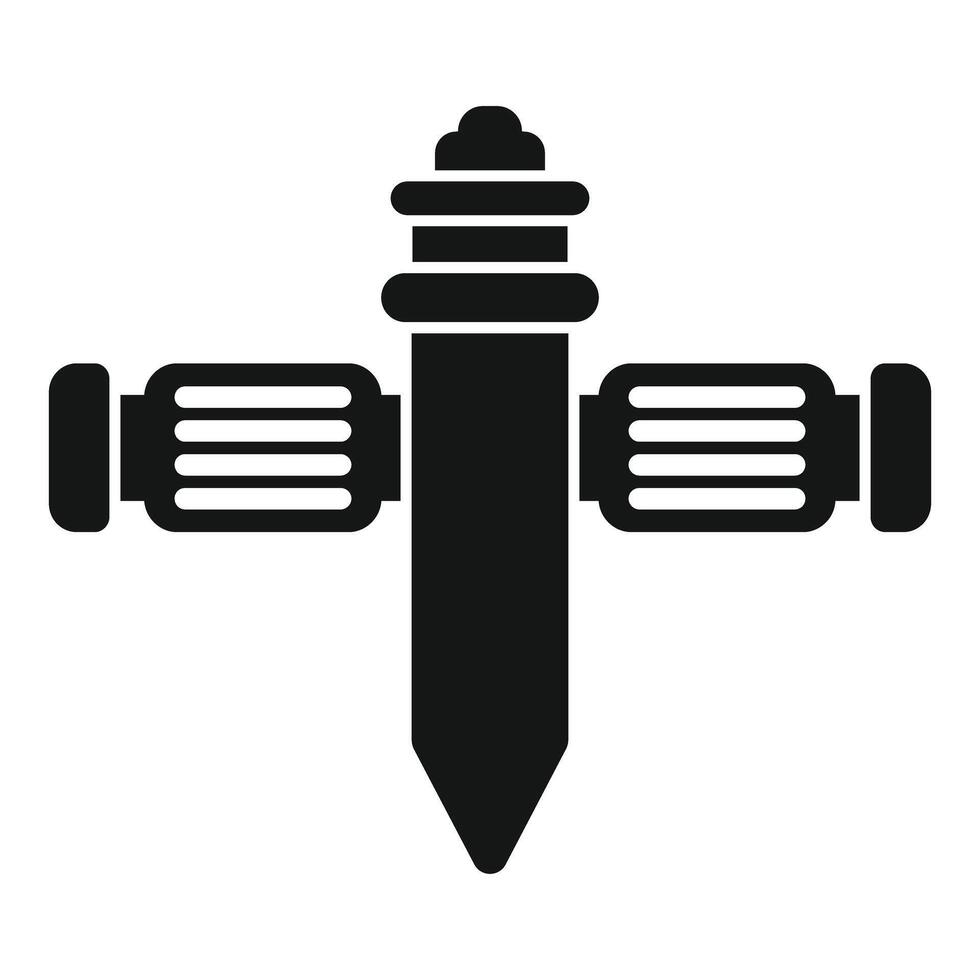 Space satellite orbiting earth transmitting signals icon vector
